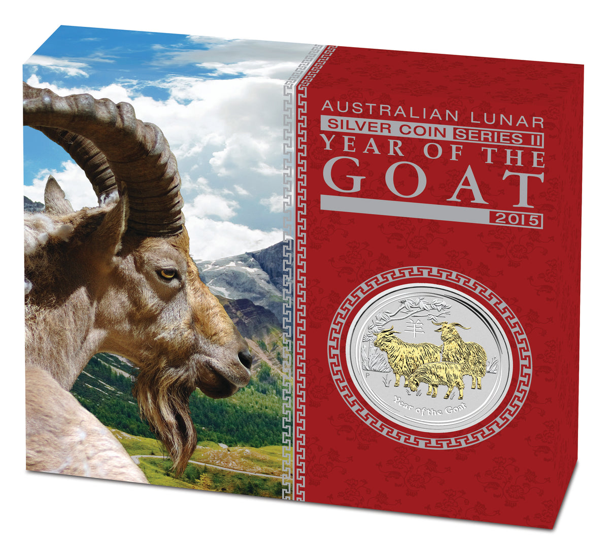 2015 $1 Lunar Year of The Goat 1oz Silver Gilded Coin