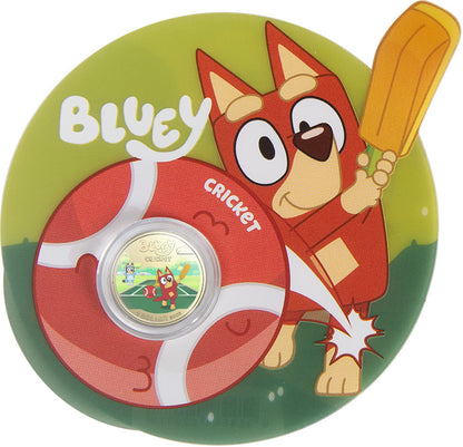 2027 $1 Bluey Cricket Coloured Uncirculated Coin