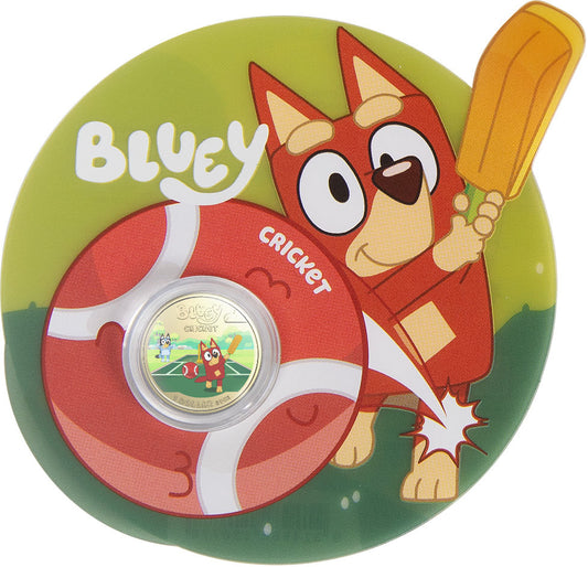 2027 $1 Bluey Cricket Coloured Uncirculated Coin