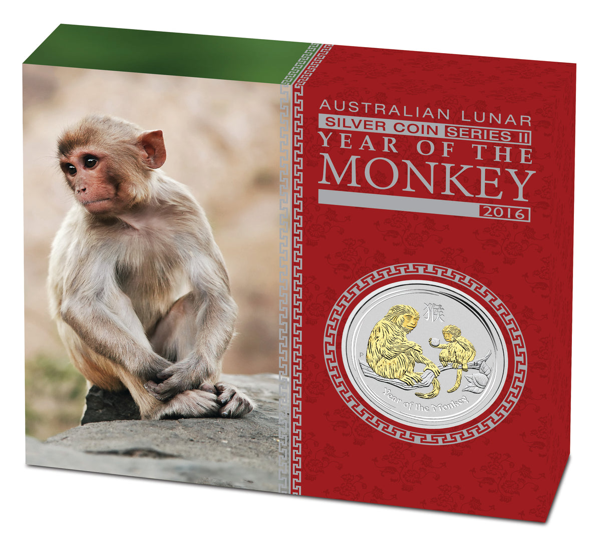 2016 $1 Lunar Year of The Monkey 1oz Silver Gilded Coin