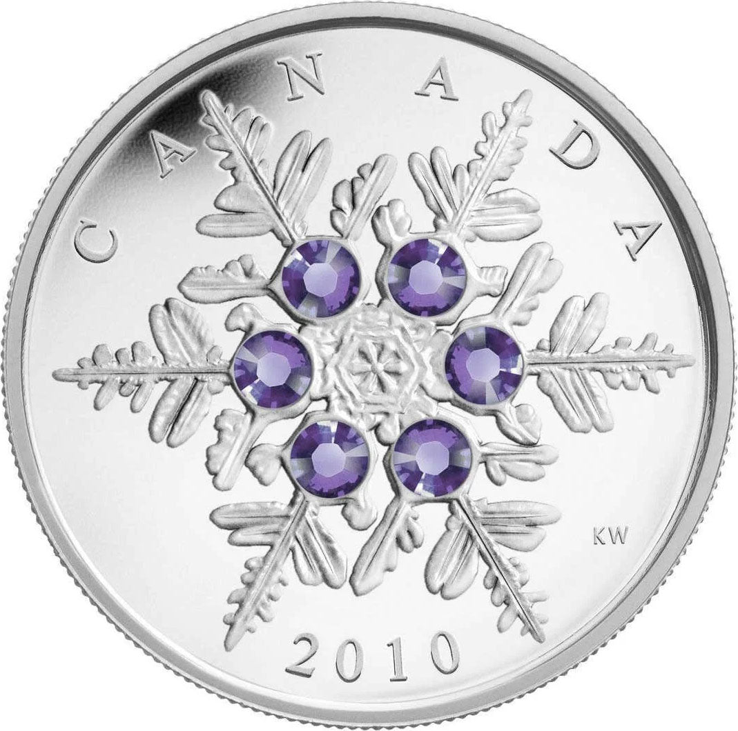 Canada 2010 $20 Crystal Snowflakes Tanzanite 1oz Silver Proof Coin