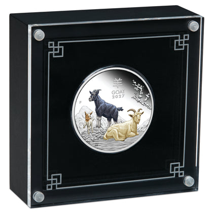 2027 $1 Lunar Year of The Goat 1oz Silver Coloured Proof Coin