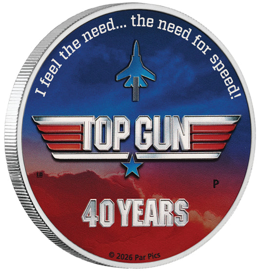Tuvalu 2026 $1 Top Gun 40 Years 1oz Silver Coloured Coin