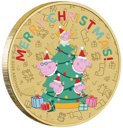 Tuvalu 2026 $1 Peppa Pig Merry Christmas Coloured Uncirculated Coin