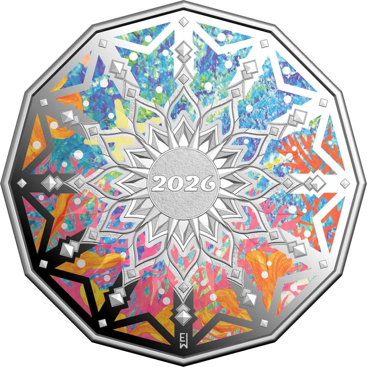 2026 50c Colours of Christmas Silver Coloured Proof Coin