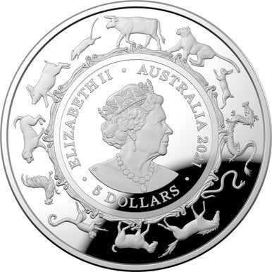 2021 $5 Year of The Ox 1oz Silver Domed Proof Coin