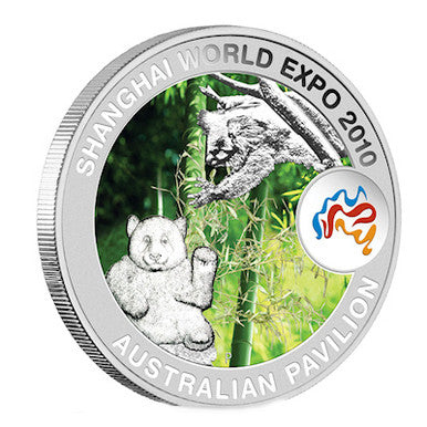 2010 $1 Shanghai World Expo Panda & Koala 1oz Silver Coin