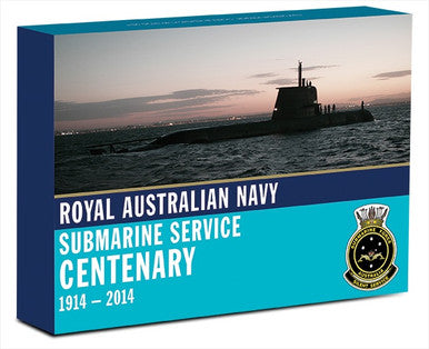 2014 $1 Royal Australian Navy Centenary Submarine Service 1oz Silver Coloured Proof Coin with Replica Badge Set