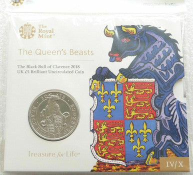 UK 2018 £5 The Queen's Beasts The Black Bull of Clarence Uncirculated Coin