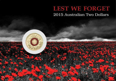 2015 $2 Lest We Forget Coloured Uncirculated Coin