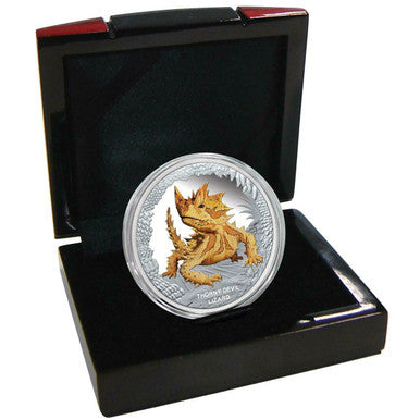 Tuvalu 2014 $1 Australia's Remarkable Reptile Thorny Devil Lizard 1oz Silver Coloured Proof Coin