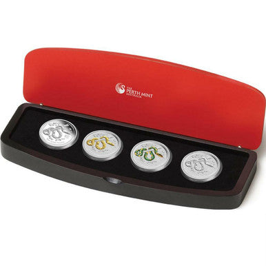 2013 $1 Lunar Year of The Snake 1oz Silver 4 Coin Typeset