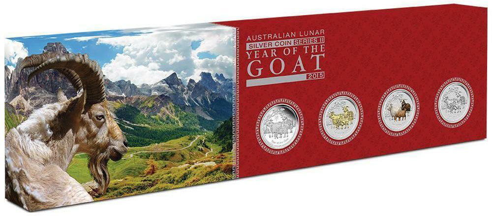 2015 $1 Lunar Year of The Goat 1oz Silver 4 Coin Set