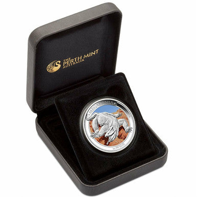 2014 $1 Megafauna Megalania 1oz Silver Coloured Proof Coin