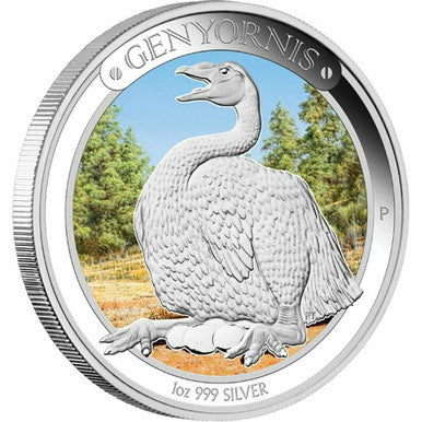 2014 $1 Megafauna Genyornis 1oz Silver Coloured Proof Coin