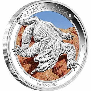 2014 $1 Megafauna Megalania 1oz Silver Coloured Proof Coin