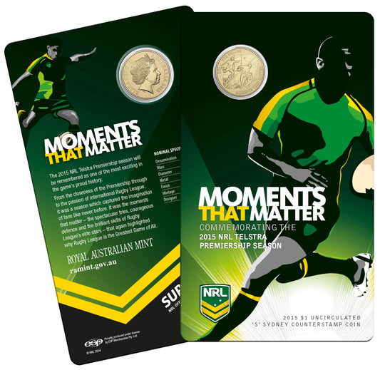 2015 $1 NRL Premiership 'S' Mintmark Uncirculated Coin