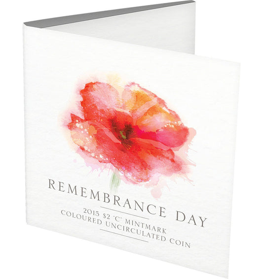 2015 $2 Remembrance Day 'C' Mintmark Coloured Uncirculated Coin