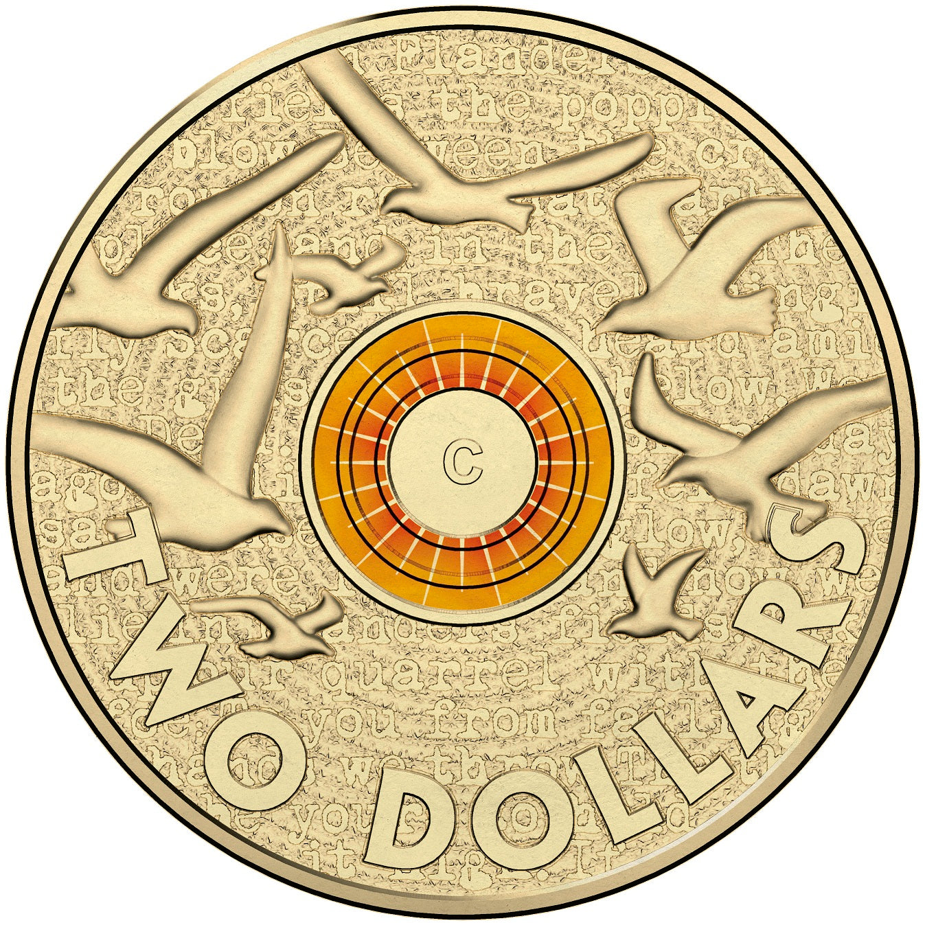 2015 $2 Remembrance Day 'C' Mintmark Coloured Uncirculated Coin
