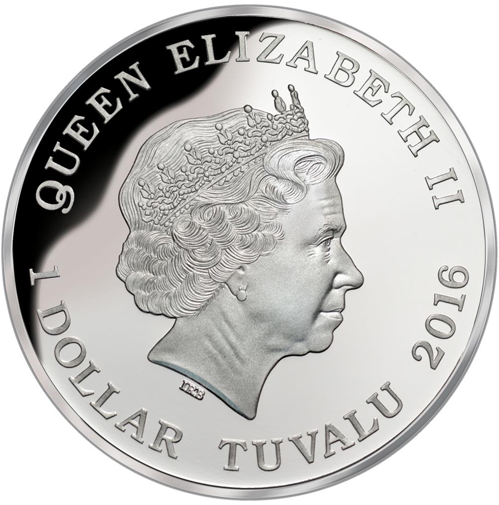 Tuvalu 2016 $1 Deadly and Dangerous Death Adder 1oz Silver Coloured Proof Coin
