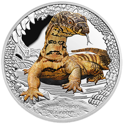 Tuvalu 2016 $1 Australia's Remarkable Reptile Goanna 1oz Silver Coloured Proof Coin