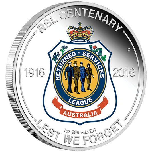 2016 $1 RSL Centenary 1oz Silver Coloured Proof Coin