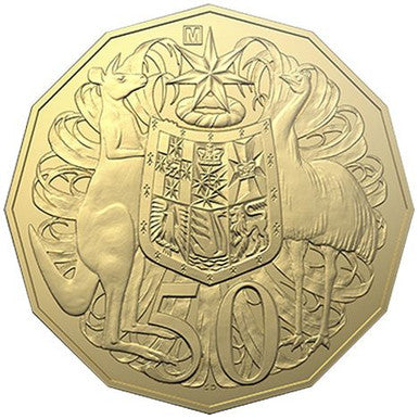 2020 50c ANDA Melbourne 'M' Privy Mark Gold Plated Uncirculated Coin