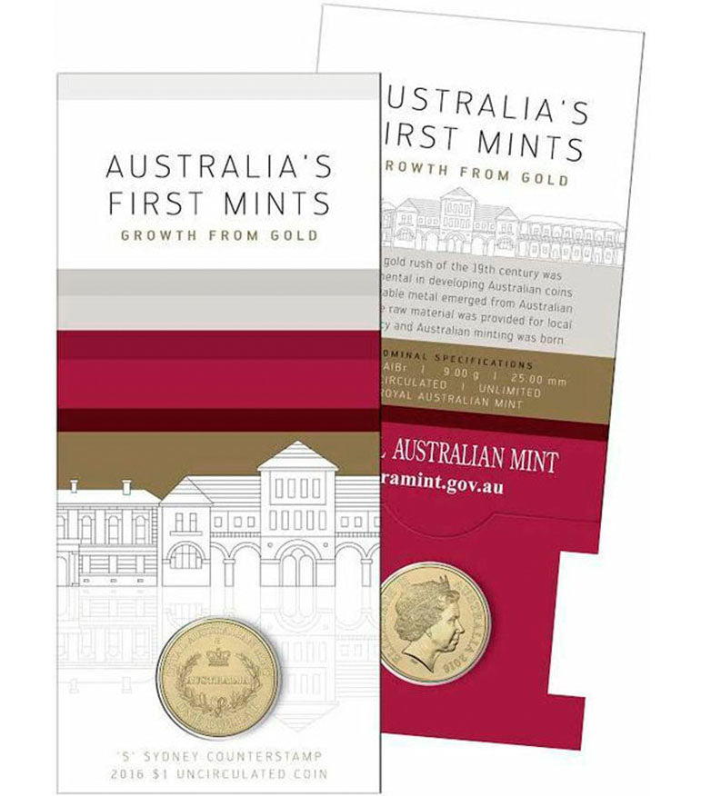 2016 $1 Australia's First Mints Growth From Gold 'S' Counterstamp Uncirculated Coin