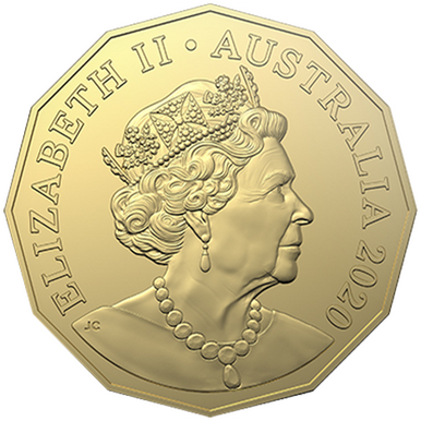 2020 50c ANDA Melbourne 'M' Privy Mark Gold Plated Uncirculated Coin