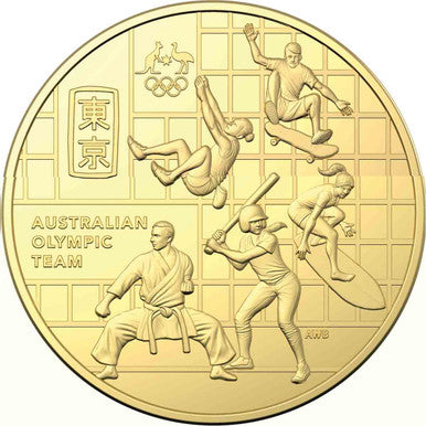 2020 50c Australian Olympic Team Gold Plated Uncirculated Coin