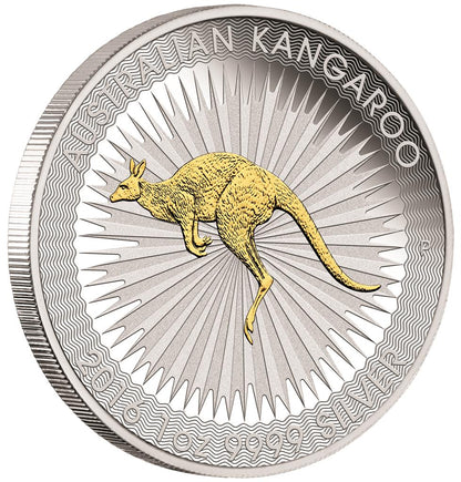 2016 $1 Australian Kangaroo 1oz Silver Gilded Coin