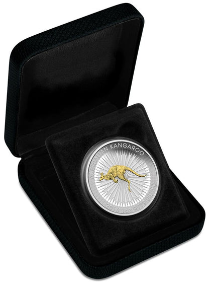 2016 $1 Australian Kangaroo 1oz Silver Gilded Coin
