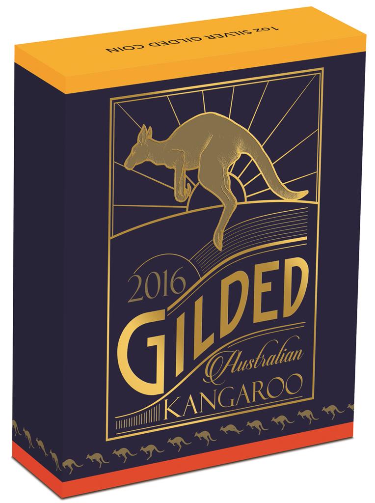 2016 $1 Australian Kangaroo 1oz Silver Gilded Coin