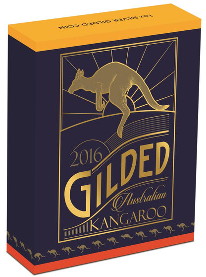 2016 $1 Australian Kangaroo 1oz Silver Gilded Coin