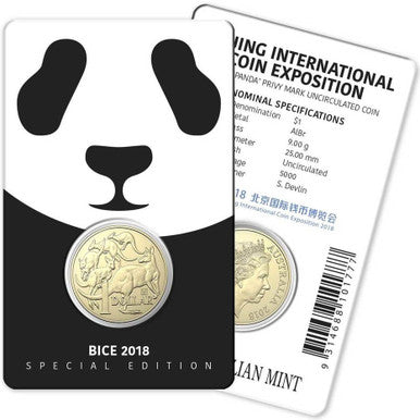 2018 $1 Beijing International Coin Exposition 'Panda' Privy Mark Uncirculated Coin