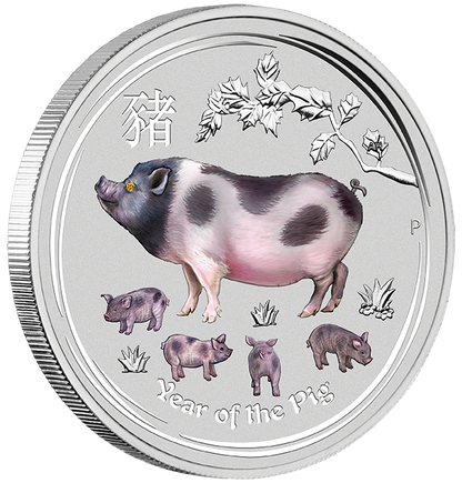 2019 $30 Year of the Pig Kilo Silver Gemstone Edition