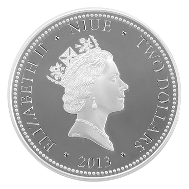 Niue 2013 $2 Feng Shui Cranes 1oz Silver Coloured Proof Coin