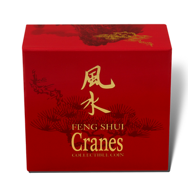 Niue 2013 $2 Feng Shui Cranes 1oz Silver Coloured Proof Coin