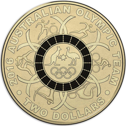 2016 $2 Australian Olympic Team Coloured Uncirculated 5 Coin Set