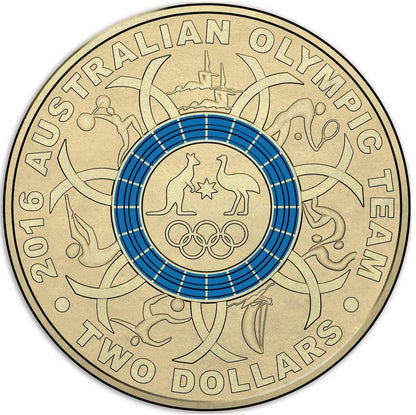 2016 $2 Australian Olympic Team Coloured Uncirculated 5 Coin Set