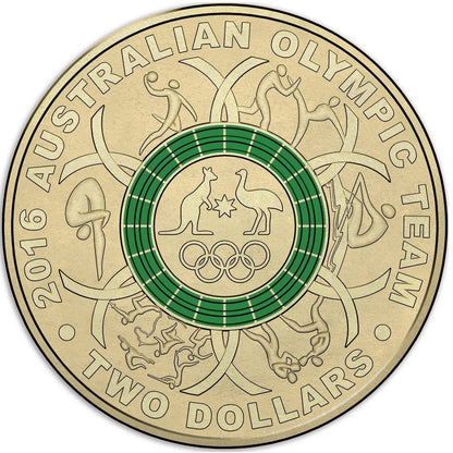 2016 $2 Australian Olympic Team Coloured Uncirculated 5 Coin Set