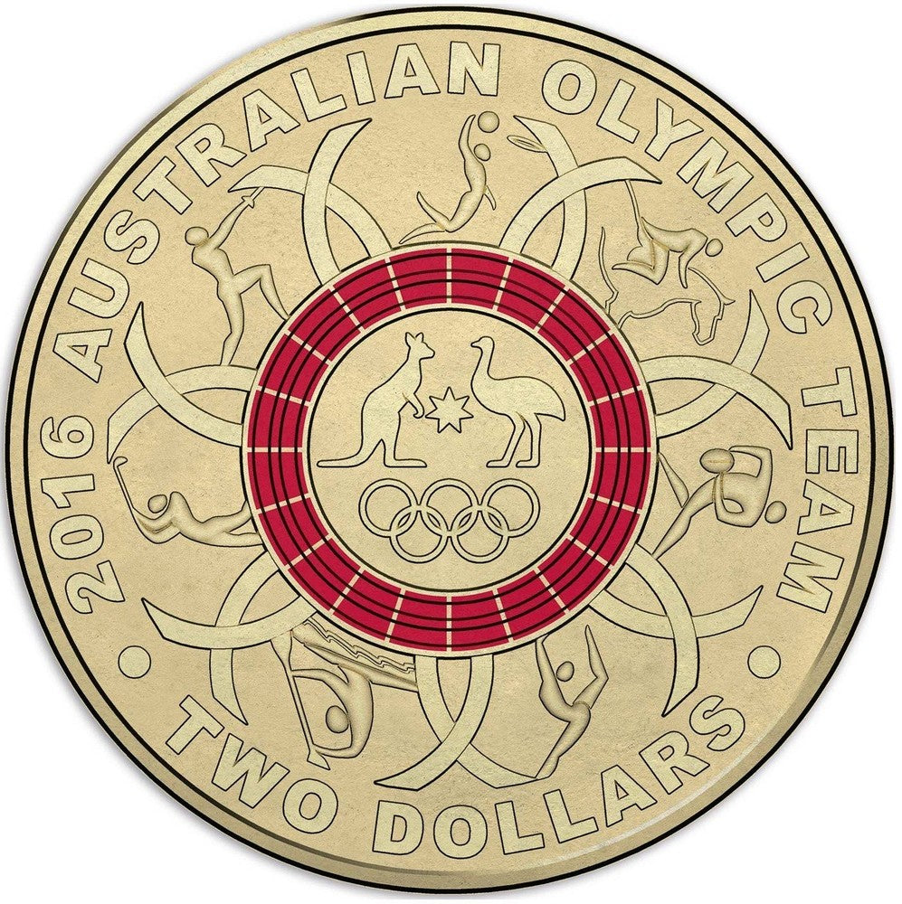2016 $2 Australian Olympic Team Coloured Uncirculated 5 Coin Set