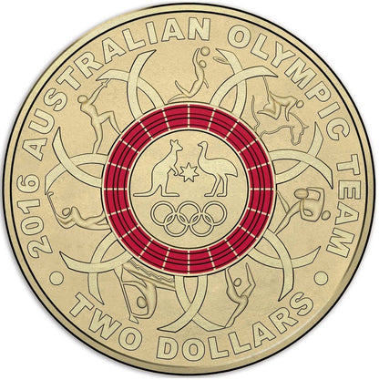 2016 $2 Australian Olympic Team Coloured Uncirculated 5 Coin Set