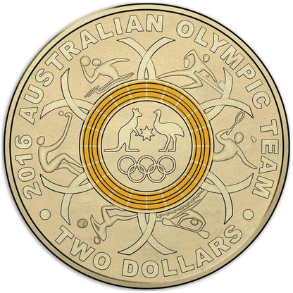 2016 $2 Australian Olympic Team Coloured Uncirculated 5 Coin Set
