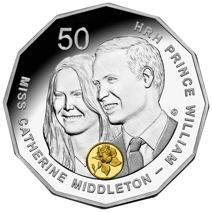 2011 50c Royal Wedding Selectively Gold Plated Silver Proof 2 Coin Set