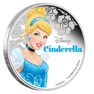 Niue 2015 $2 Disney Cinderella 1oz Silver Coloured Proof Coin