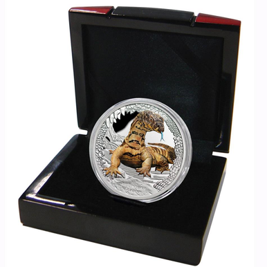 Tuvalu 2016 $1 Australia's Remarkable Reptile Goanna 1oz Silver Coloured Proof Coin