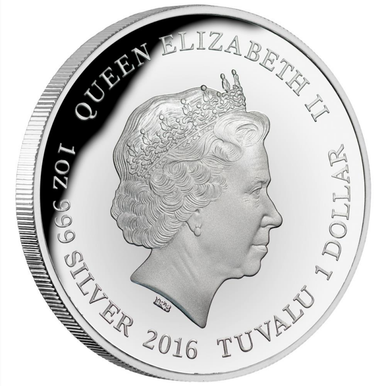 Tuvalu 2016 $1 Australia's Remarkable Reptile Goanna 1oz Silver Coloured Proof Coin