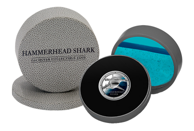 Niue 2013 $2 Ocean Predators Hammerhead Shark 1oz Silver Coloured Proof Coin