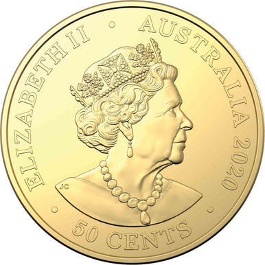 2020 50c Australian Olympic Team Gold Plated Uncirculated Coin